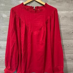 Grace Karin Red Ruffle Blouse